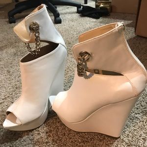 White wedge heels